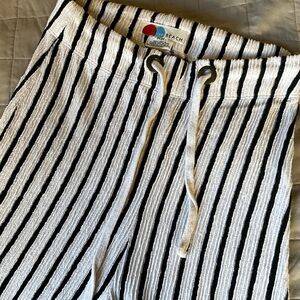 Striped Black and White Drawstring Pants